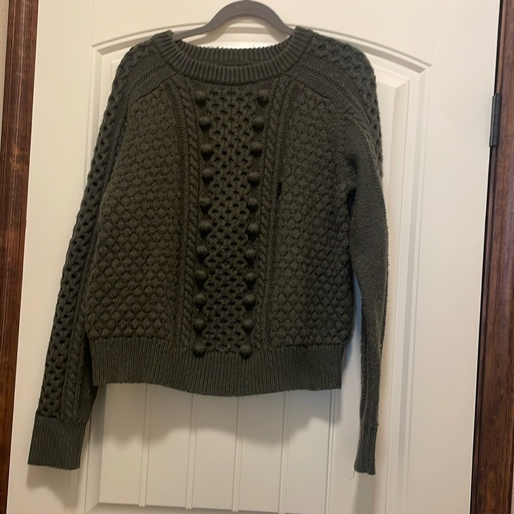 J. Crew Olive Green Cable Knit Sweater